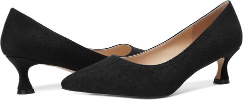 Womens Pointed Toe Bridal Slip On Suede Dress Kitten Low Heel Pumps Shoes 2 Inch in Saudi Arabia