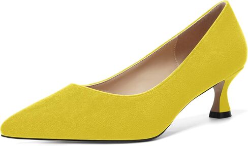 Womens Pointed Toe Bridal Slip On Suede Dress Kitten Low Heel Pumps Shoes 2 Inch in Saudi Arabia