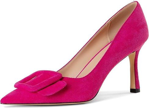 Pumps Shoes, Women's Stiletto High Heels Buckle Suede Pumps Pointy Toe Slip-On Office Pumps for Party Dress in Saudi Arabia