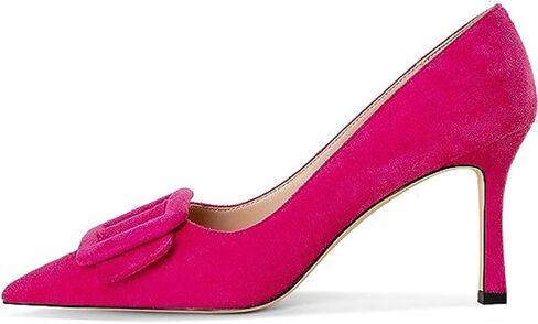 Pumps Shoes, Women's Stiletto High Heels Buckle Suede Pumps Pointy Toe Slip-On Office Pumps for Party Dress in Saudi Arabia