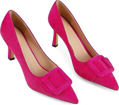 Pumps Shoes, Women's Stiletto High Heels Buckle Suede Pumps Pointy Toe Slip-On Office Pumps for Party Dress in Saudi Arabia