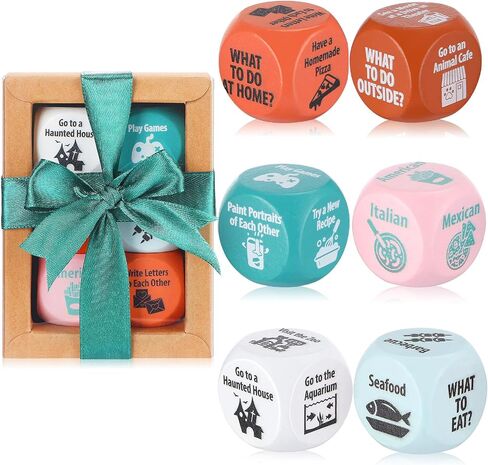 6 Pcs Valentines Day Gifts Date Night Dice for Couples Food Decision Dice Dating Decision for Him Her Dinner Decision Birthday Gifts for Husband Wife Boyfriend Girlfriend in Saudi Arabia