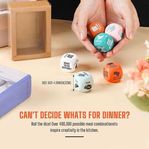6 Pcs Valentines Day Gifts Date Night Dice for Couples Food Decision Dice Dating Decision for Him Her Dinner Decision Birthday Gifts for Husband Wife Boyfriend Girlfriend in Saudi Arabia
