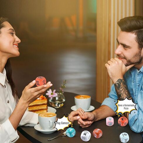 6 Pcs Valentines Day Gifts Date Night Dice for Couples Food Decision Dice Dating Decision for Him Her Dinner Decision Birthday Gifts for Husband Wife Boyfriend Girlfriend in Saudi Arabia