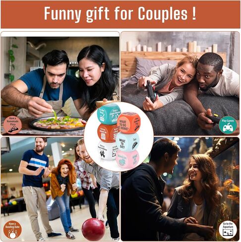 6 Pcs Valentines Day Gifts Date Night Dice for Couples Food Decision Dice Dating Decision for Him Her Dinner Decision Birthday Gifts for Husband Wife Boyfriend Girlfriend in Saudi Arabia
