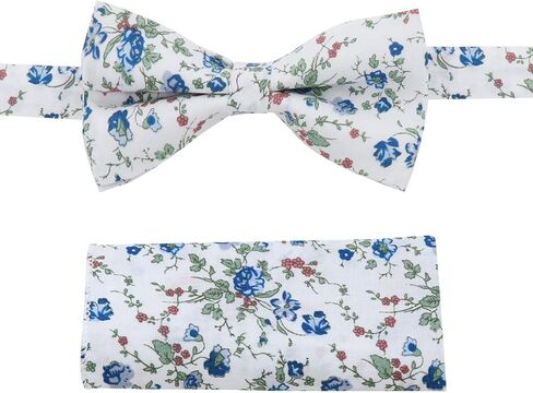 Dan Smith Cotton Bowties For Mens 25.6"-Neck-Size Clip-On Adjustable Floral Bowties Hankie Set in Saudi Arabia