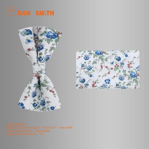 Dan Smith Cotton Bowties For Mens 25.6"-Neck-Size Clip-On Adjustable Floral Bowties Hankie Set in Saudi Arabia