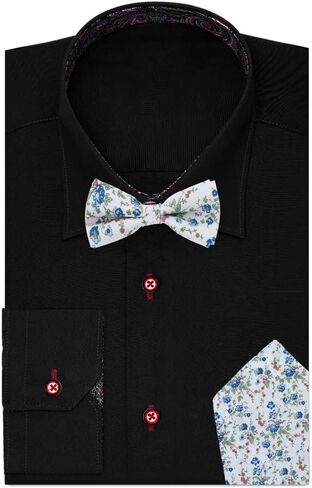 Dan Smith Cotton Bowties For Mens 25.6"-Neck-Size Clip-On Adjustable Floral Bowties Hankie Set in Saudi Arabia
