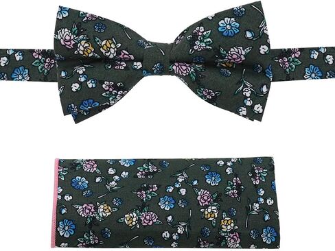 Dan Smith Cotton Bowties For Mens 25.6"-Neck-Size Clip-On Adjustable Floral Bowties Hankie Set in Saudi Arabia
