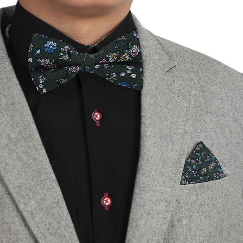 Dan Smith Cotton Bowties For Mens 25.6"-Neck-Size Clip-On Adjustable Floral Bowties Hankie Set in Saudi Arabia