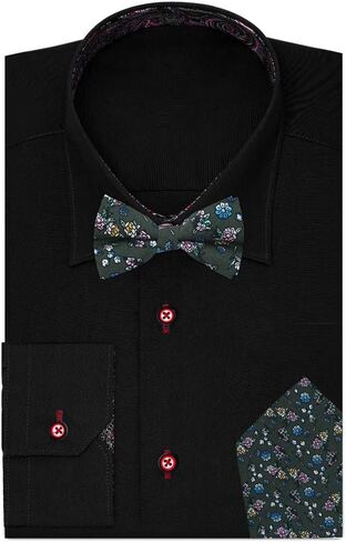 Dan Smith Cotton Bowties For Mens 25.6"-Neck-Size Clip-On Adjustable Floral Bowties Hankie Set in Saudi Arabia