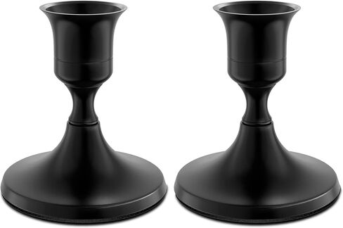 Black Taper Candle Holders Set of 2, Vintage Metal Candlestick Holders for Dinner Room Table Centerpiece or Mantel Wedding Party Decor in Kuwait