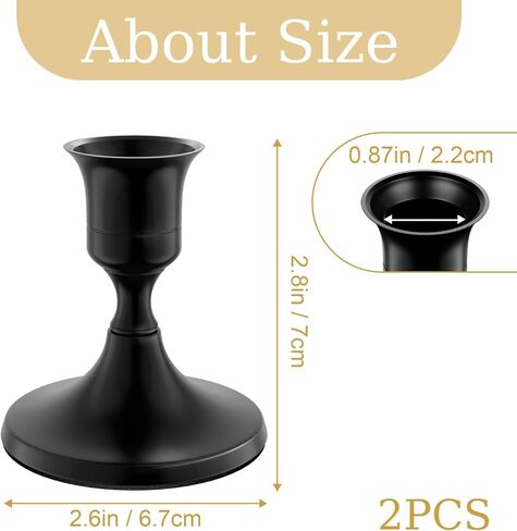 Black Taper Candle Holders Set of 2, Vintage Metal Candlestick Holders for Dinner Room Table Centerpiece or Mantel Wedding Party Decor in Kuwait