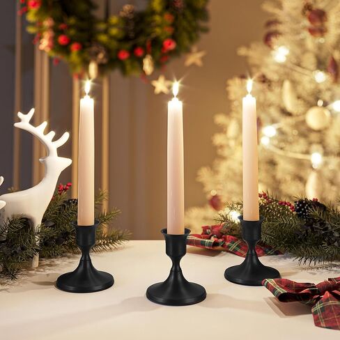 Black Taper Candle Holders Set of 2, Vintage Metal Candlestick Holders for Dinner Room Table Centerpiece or Mantel Wedding Party Decor in Kuwait