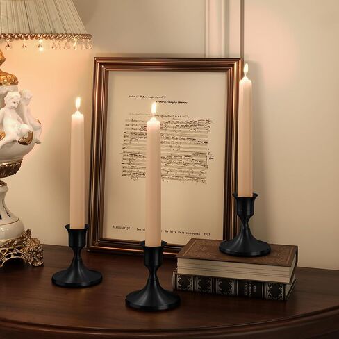 Black Taper Candle Holders Set of 2, Vintage Metal Candlestick Holders for Dinner Room Table Centerpiece or Mantel Wedding Party Decor in Kuwait