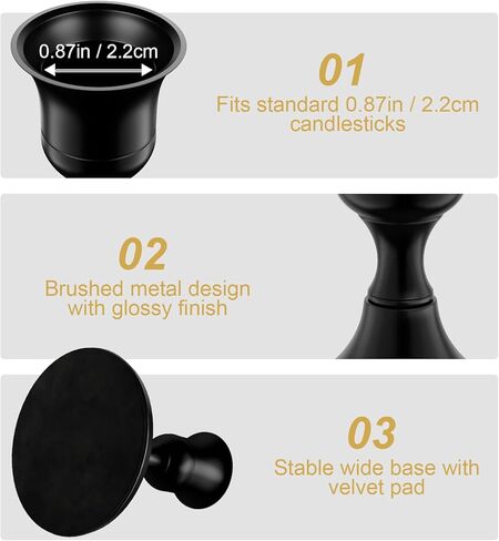 Black Taper Candle Holders Set of 2, Vintage Metal Candlestick Holders for Dinner Room Table Centerpiece or Mantel Wedding Party Decor in Kuwait