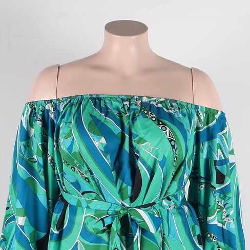 Womens 2 Piece Summer Fashion Print Off shoulder Shorts Sets with Belt in Saudi Arabia