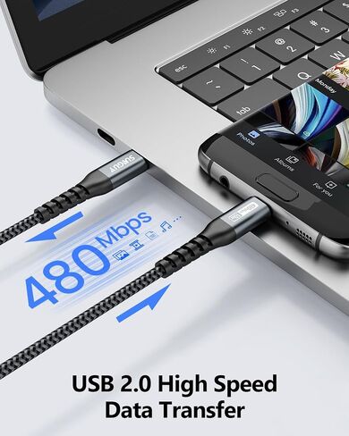 كابل SUNGUY USB C إلى Micro USB OTG بطول 3.3أقدام [عبوة من قطعتين]، كابل Micro USB إلى Tyep C مضفر متوافق مع Samsung Galaxy S7 S6 وJ7 وJ3 وPS4 وPS4 Xbox وغيرها من أجهزة Micro USB in Kuwait
