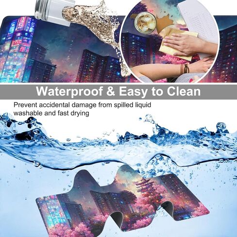 Abstract Golden Mountain Desk Mat,Large Gold Line Art Gaming Keyboard Mouse Pad,Non-Slip Rubber Base Desk Pad Thick Stitched Edges Waterproof Mousepad Mouse Mat 31.5"x11.8" in Saudi Arabia