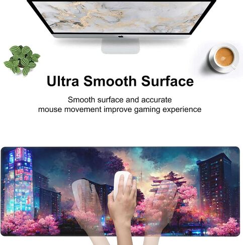 Abstract Golden Mountain Desk Mat,Large Gold Line Art Gaming Keyboard Mouse Pad,Non-Slip Rubber Base Desk Pad Thick Stitched Edges Waterproof Mousepad Mouse Mat 31.5"x11.8" in Saudi Arabia