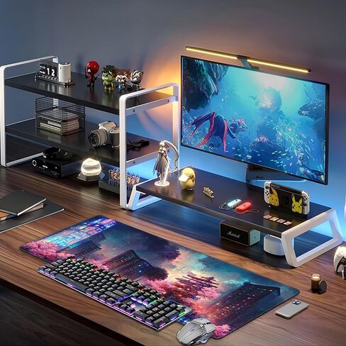Abstract Golden Mountain Desk Mat,Large Gold Line Art Gaming Keyboard Mouse Pad,Non-Slip Rubber Base Desk Pad Thick Stitched Edges Waterproof Mousepad Mouse Mat 31.5"x11.8" in Saudi Arabia