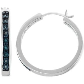Hdiamonds 1/10 Carat Total Weight (cttw) Diamond Hoop Earrings - 925 Sterling Silver, Clip In Post Diamond Earrings for Women