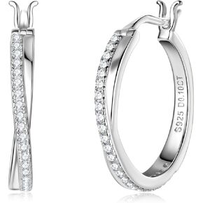 AINUOSHI Moissanite Hoop Earrings 0.4 Carat (1.8mm*16pcs) Yellow Gold/White Gold Plated 925 Sterling Silver Huggie Earring for Women, Jewelry Box Packed