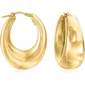 Ross-Simons Italian 18kt Gold Over Sterling Graduated Hoop Earrings