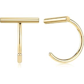 SEVENWELL 925 Sterling Silver Half Hoop Earrings for Women Girl Tiny Open Huggie Cartilage Hoop Earring Hypoallergenic Minimalist Everyday Jewelry