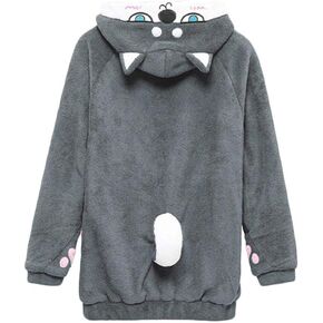 CORIRESHA Cute Coral Velvet Long Sleeve Shiba Inu Dog Embroidery Home Wear Hoodie for Women