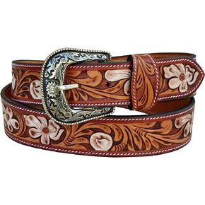 Affilare Western Genuine Leather Floral Tooled Heavy Duty Jeans Belt With Removeable Buckle 30AB103