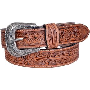 Western Belt Genuine Leather Hand Tooled Heavy Duty Removable Buckle 30HQ007