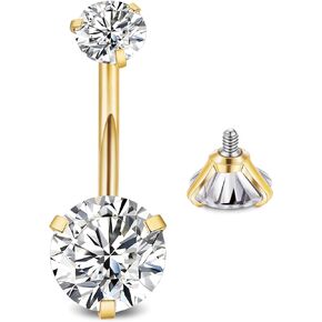 LOREMOW 14G Surgical Steel Belly Button Rings for Women Girls Cubic Zirconia Navel Rings Belly Curved Barbell Belly Piercing Jewelry 6/8/10/12/14/16MM