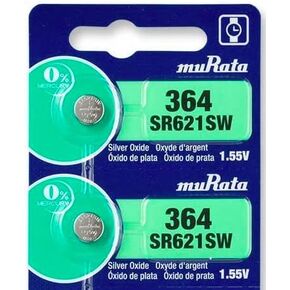 Murata 364 Battery SR621SW 1.55V Silver Oxide Watch Button Cell (5 Batteries)