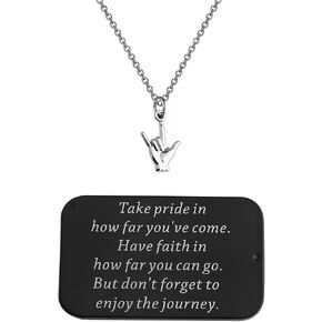 FUSTMW ASL Sign Language Necklace ASL Gifts Hand Sign Language I Love You Charm Necklace ASL Jewelry Interpreter Gift for Deaf with Inspirational Sign Box