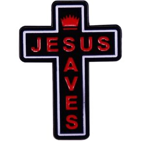 Jesus Saves Crown of Thorns Holy Cross Christ Crucifixion Crucifix Christian Catholic God 1.1" Enamel Pin Badge