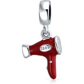 Fashion Diva Hair Stylist Dresser Beauty Salon Comb Scissors Dangle Bead Charm For Women .925 Sterling Silver Fits European Bracelet