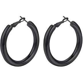 Classic Hoop Earrings for Women Stainless Steel/18K Gold Plated/Black Earrings, Chunky Hoops Earrings Size 30mm/40mm/60mm/80mm in Saudi Arabia