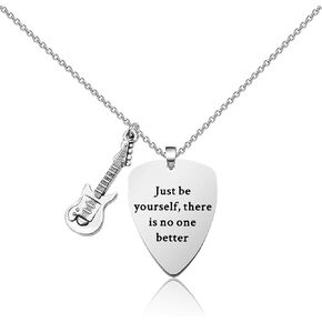 BEKECH Singer Fans Gift Guitar Pick Necklace Just Be Yourself There Is No One Better Guitar Lover Necklace Fans Gift