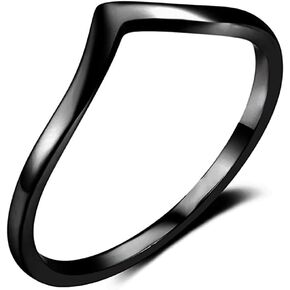 MYNENEY Pointed Classical Simple Plain Promise Ring,Stainless Steel Thin Wedding Band Rings For Women Girls