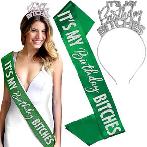 RhinestoneSash Birthday Sash for Women - Funny It's My Birthday Bitches Gift - Womens Birthday Party Decorations