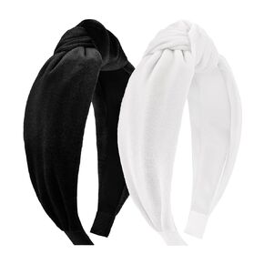 YanJie Knotted Headbands for Women Girls, Blue Velvet Knot Headbands Purple Non Slip Wide Head Bands Fashion Hair Accessories for Women and Girls Daily Headwear Gifts