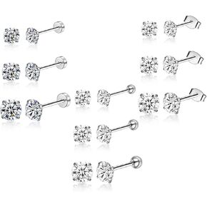 مجموعات متعددة من الأقراط الذهبية الصغيرة للنساء مجموعة أقراط بظهر مسطح مع حلق الغضروف اللؤلؤ تشيكوسلوفاكيا لمجوهرات ثقب الحلزون المحار Daith Tragus in Kuwait