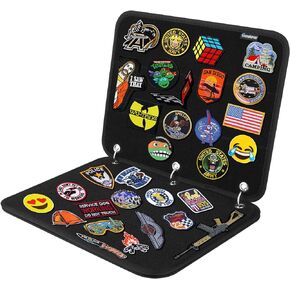Patch Display Holder, Flip Page Patch Book Organizer 11" x 8.5" for Flag Patch, Military Patch and Tactical Collections with Removable Metal Ring for 3 Ring Binders (Black With 3 Pages)