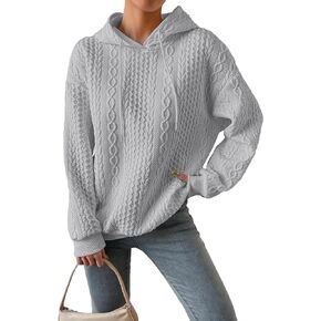 Floerns Women's Casual Long Sleeve Drop Shoulder Drawstring Hoodie Sweatshirt