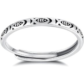 VGstudio Little Animal Lovely Fish Ring Adjustable Fashion Simple Matte Finish Vintage Thin Wrap Open Rings For Women Girl, Silver Plated