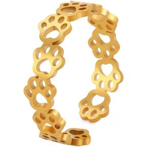 Cute Dog Cat Paw Footprint Rings Women Girls Open Rings Funny Animal Pawprint Jewelry Gift for Pet Keeper
