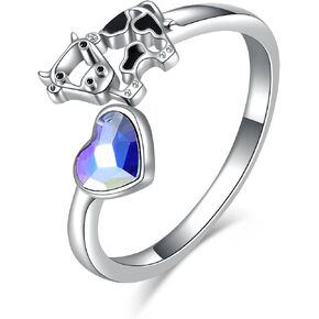 WINNICACA Cow Gifts Cow Ring for Women Butterfly gifts Butterfly Rings for Women Sterling Silver Ring for Women Birthday Jewelry Christmas Gifts for Teens Girls