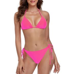 Colloyes Women’s Sexy Bikini Set Halter String Triangle Swimsuit Tie Side Bottom Bathing Suit