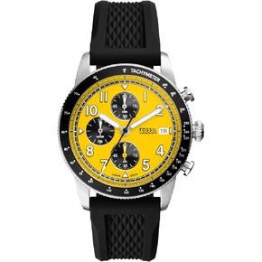 Fossil Men's Sport Tourer Quartz Stainless Steel Chronograph Watch, Color: Black Silicone (Model: FS6044)